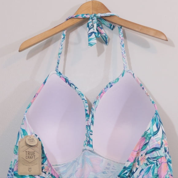 True Craft Tropical Floral Printed Tankini Swim Top - Picture 6 of 11